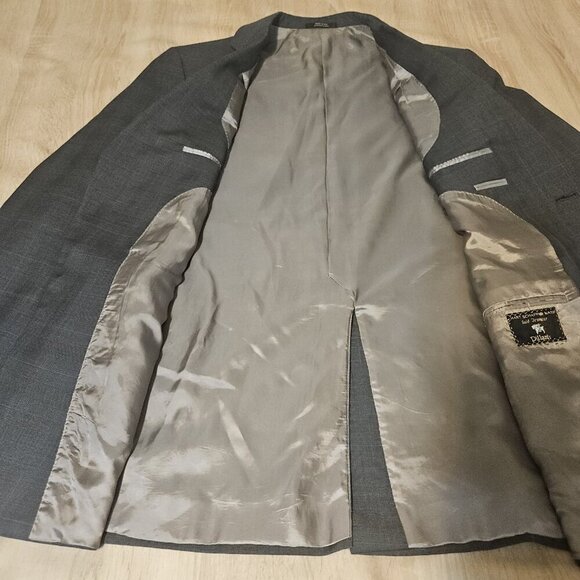 HART SCHAFFNER MARX Gold Trumpeter Mens Gray Blue Wool 2pc Suit 44L Jacket - Picture 5 of 16